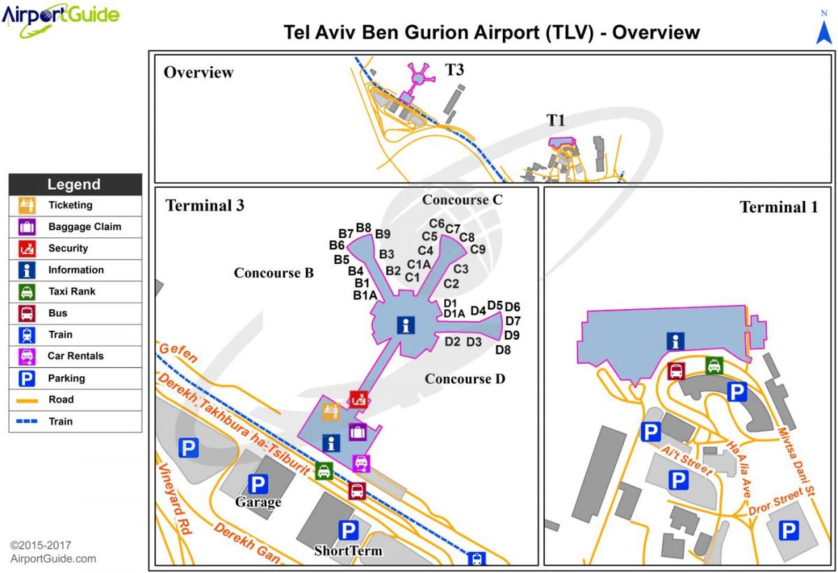 ben gurion international airport mapa