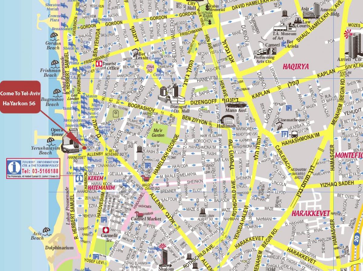 mapa ng Tel Aviv at nakapaligid na mga lugar