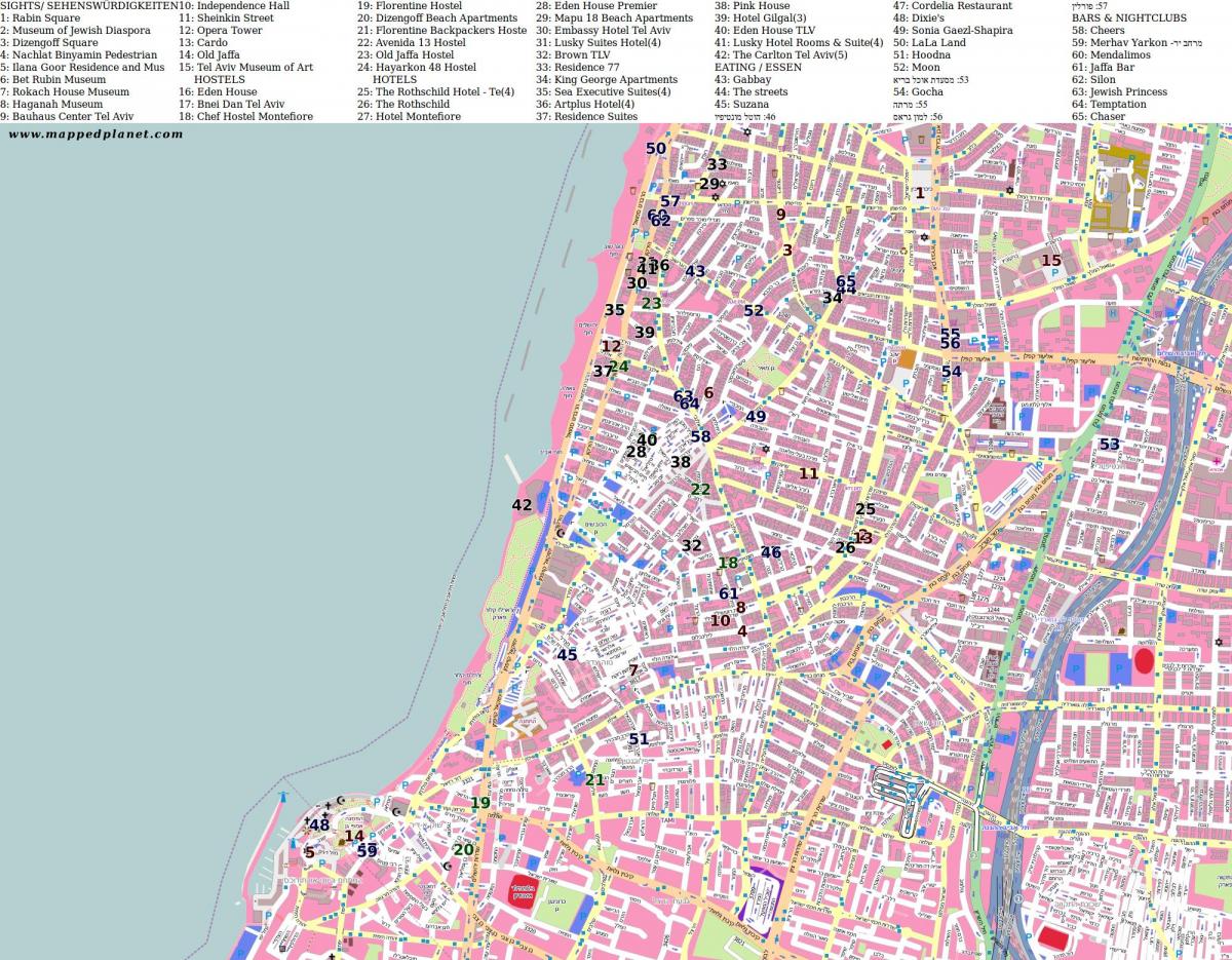mapa ng shenkin kalye Tel Aviv