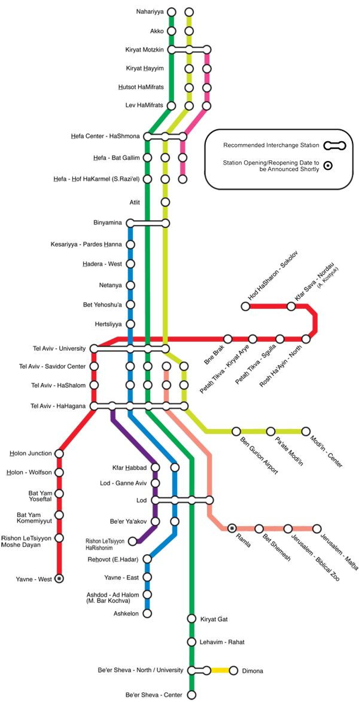 Tel Aviv mga istasyon ng tren mapa
